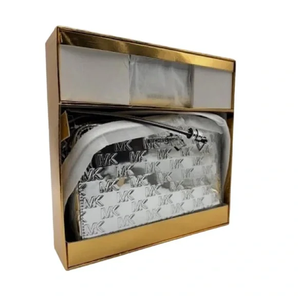 MICHAEL KORS Jet Set Large East West Crossbody &Card Holder Gift Box Silver - Picture 7 of 10